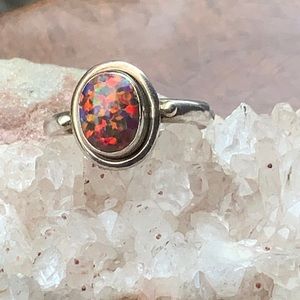 FIRE OPAL 925 STERLING SILVER RING, SIZE 7.5